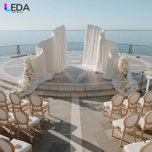 LEDA โครงเหล็กสีขาวรูปทรงคลื่น ขนาด 8 ฟุต 10 ฟุต ปรับความสูงได้ สำหรับฉากหลังงานแต่งงาน ผ้าตกแต่งรูปตัว S สำหรับงานอีเว้นท์ ขายดี - Product Image 6