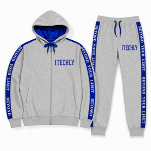 <span class=keywords><strong>Completo</strong></span> da <span class=keywords><strong>Uomo</strong></span> 2 Pezzi ITECHLY: Felpa con Cappuccio e Pantaloni della Tuta con Zip, Grigio <span class=keywords><strong>Blu</strong></span> Royal, Streetwear Personalizzato all'Ingrosso - Product Image 2