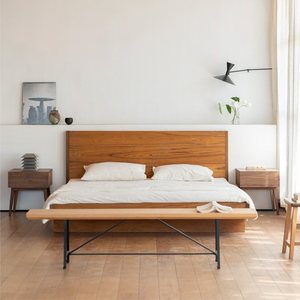 Lit sur mesure en bois massif, cadre de lit flottant personnalisé en chêne ou noyer, mobilier de chambre de luxe pleine grandeur - Product Image 2