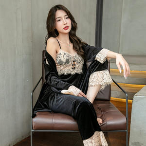 Nuovo arrivo in velluto tinta unita taglie forti pigiami coppia set pigiama abito <span class=keywords><strong>notte</strong></span> Sexy <span class=keywords><strong>notte</strong></span> - Product Image 1