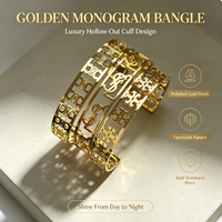 Bracelet ouvert creux rétro en acier inoxydable plaqué or 18 carats pour femme, tendance, étanche, grande marque, luxe léger, marque FANKE