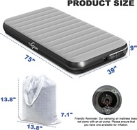 Camping en plein air durable gonflage rapide facile portable noir gris premium double matelas pneumatique