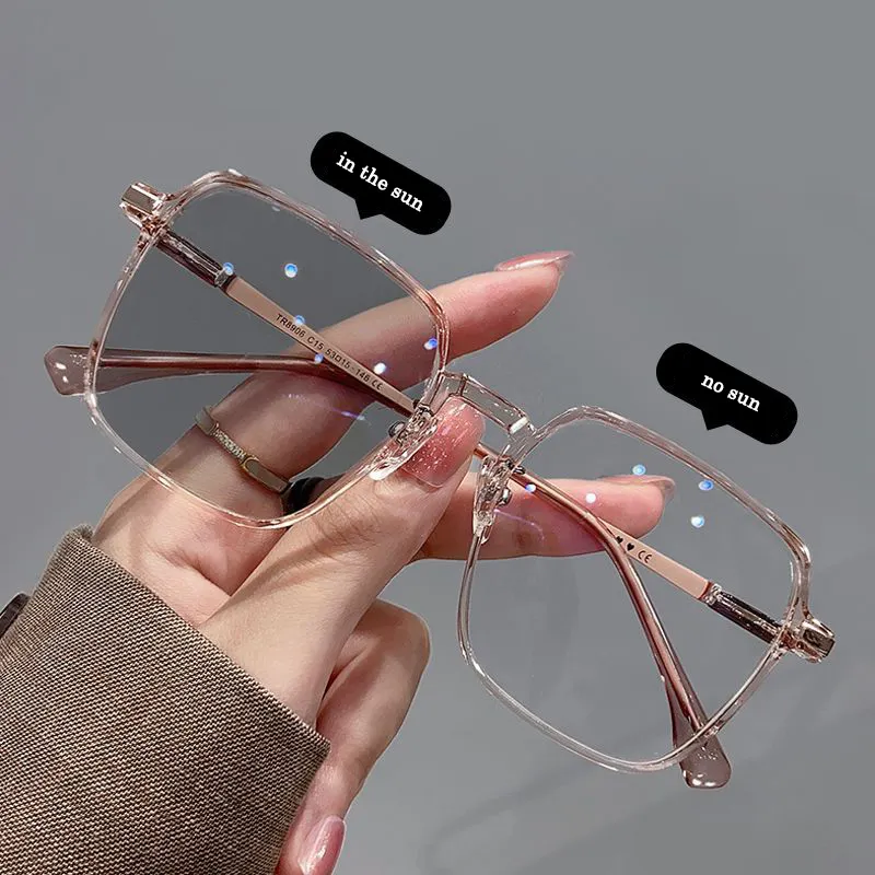 2024カスタムロゴメタルアンチブルーライトコンピューターメガネ眼鏡フレーム卸売スクエア光学フォトクロミックメガネフレーム