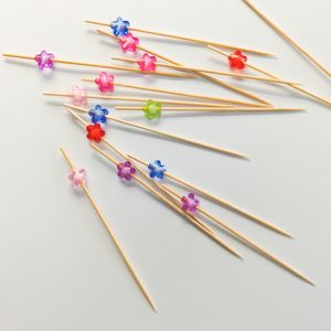 Stuzzicadenti in bambù fatti a mano per frutta, cocktail, dessert, spiedini monouso in bambù per cocktail, stuzzicadenti multicolore per antipasti - Product Image 2