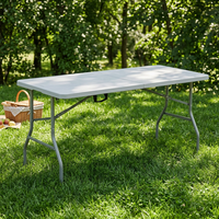 Mesa de Comedor Plegable Moderna de HDPE, Ligera, Apilable, Resistente, Fácil de Transportar, Impermeable, para Exteriores - Modelo CNR FH152B, 1 Año de Garantía