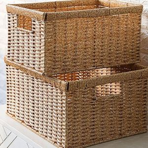 Maßgefertigte Rattan-Box Brotkorb Mit Leinenbeutel Waschkorb Wäschekorb Staubschutz Schwarz Weiß - Product Image 5