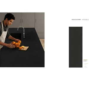 Losa de piedra sinterizada negra de lujo con brillo, 800x2400mm, 15mm, baldosas de porcelana para decoración moderna del hogar - Product Image 1