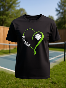 Camiseta Casual de Manga Corta para Mujer con Diseño de Corazón de Pickleball, Corte Regular, Cuello Redondo, 100% Algodón Jersey - Product Image 2