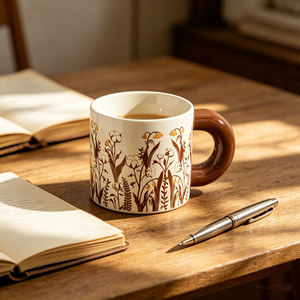 Taza de Café de Cerámica Redonda Japonesa Creativa, Hecha a Mano, con Acabado Marrón Vintage, Venta al Por Mayor - Product Image 1