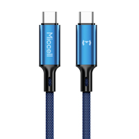 Cable Miccell trenzado de C a C, cable USB tipo C a tipo C de carga rápida, transferencia de datos de alta velocidad, cable de carga USB-C duradero y tejido.