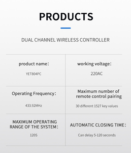 Controlador de Persiana Enrollable YET804 de 3 Canales AC220V, Controlador de <span class=keywords><strong>Puerta</strong></span> de 433mhz, Abrepuertas Impermeable para Hogar Inteligente - Product Image 6