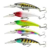 Leurre dur flottant Minuno à longue queue de 9 cm/7 g avec perles sonores internes et streamer, en ABS, pour la pêche en mer et la pêche à la carpe
