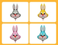 Nouveauté en promotion : Ballons en aluminium Lapin de Pâques avec système de fixation, 42-62 cm, gonflables, bleu et rose, en forme de tête de lapin de dessin animé, pour décoration de fête