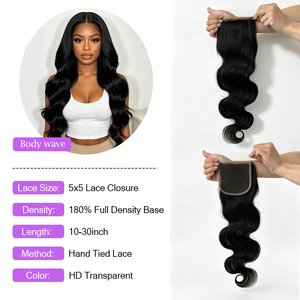 ผมต่อแบบ Body Wave 4x4 HD Lace Closure ทำจากผมแท้ ขนาด 10-22 นิ้ว สีธรรมชาติ ความหนาแน่น 130% ถอนขนมาแล้ว ปมที่ฟอกสีแล้ว - Product Image 2