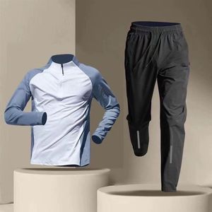 Conjunto Deportivo de Entrenamiento para Hombre con Media Cremallera, Pantalones de Secado Rápido de Manga Larga, Camiseta Deportiva para Atletismo y Running - Product Image 4