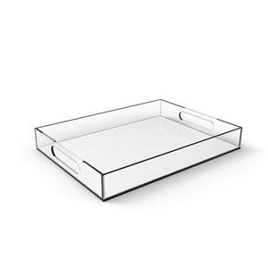 Organizador de bandejas decorativas transparentes personalizadas para algunas encimeras de mesa de centro con asas, bandeja de acrílico para servir - Product Image 2