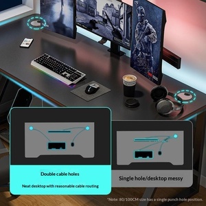 Bureau de jeu style M Tech modèle YGANQP8d avec trous pour câbles, cadre renforcé et épaissi, roulettes de dissipation thermique - pour la <span class=keywords><strong>location</strong></span> - Product Image 4