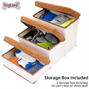 บันไดพับได้หรูหราสำหรับสุนัขบันไดสัตว์เลี้ยงแบบ3ขั้นพับได้พร้อมกล่องเก็บสัตว์อุปกรณ์เสริมสำหรับสัตว์เลี้ยง - Product Image 5