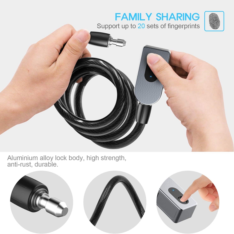 Tuya upgraded anti-pick smart password lock high-quality chain lock with 2 spare keys smart cable fingerprint lock