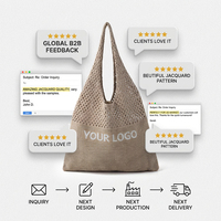 Sac fourre-tout personnalisé en tricot épais à carreaux avec nœud et motif floral en coton pour hommes et femmes