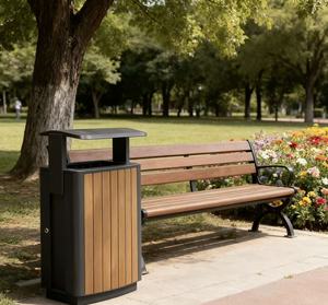 Poubelle extérieure à compartiment unique pour parcs et zones panoramiques, seau sanitaire résistant à la corrosion et à la rouille - Product Image 1