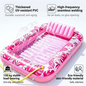 Innovative <b>Cooling</b> Tanning Pool Lounger With Internal Sprinkler <b>System</b> Heavy Duty Inflatable Raft for Hot Days - Product Image 3