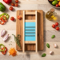 Groentehakker Mandoline Snijder Ui Aardappel 2,5 mm MEDIUM JULIENNE Massief Houten Roestvrijstalen Messen Compact Handmatig Verpakt