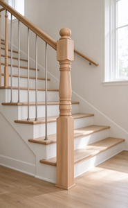 Wooden Floor Mounted Staircase Newel Post Handrail End Fitting Wholesale Solid Timber Baluster <b>Decorative</b> Pillar Factory - Product Image 2