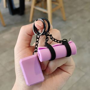 Cute Yoga Mat Keychain Detachable <b>Small</b> Yoga Keyring Yoga Enthusiast Gift <b>Bag</b> Charm Backpack Pendant - Product Image 1