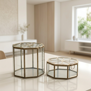 Wholesale Brass Framed Glass <b>Box</b> with Star Designer <b>Lid</b> for Home Decoration and <b>Storage</b> - Product Image 3