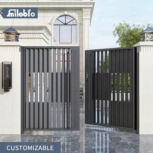 Smile <span class=keywords><strong>Bro</strong></span>-puerta de aluminio para villa y jardín, puerta de aluminio resistente al agua y al sol, Color negro, Doble - Product Image 5