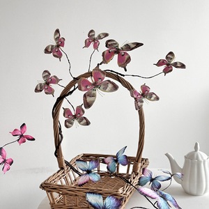 Flores de mariposa artificiales, decoración de ramas de seda para el hogar, accesorios para fotografía de bodas, accesorios temáticos de impresión digital duraderos - Product Image 4