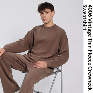 <span class=keywords><strong>Felpa</strong></span> Unisex SHINBENE <span class=keywords><strong>Oversize</strong></span> <span class=keywords><strong>Basic</strong></span> a Maniche Lunghe con Collo Tondo, Lavaggio Acido Vintage, Tessuto Pesante 400GSM - Product Image 1