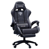 Chaise de jeu ergonomique avec repose-pieds, coussin en cuir PU et latex, inclinable à 145° pour la maison, le bureau et les jeux sur PC
