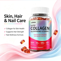 Gummies de Collagène Hydrolysé de Bovin, Peptides de Collagène, Glutathion et Vitamine C pour le Soutien de la Peau, des Cheveux, des Ongles et des Articulations chez l'Adulte