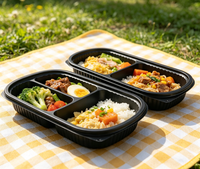 Boîte à lunch rectangulaire en plastique recyclable de qualité alimentaire PP, écologique, avec couvercle pour restaurant de restauration rapide, sushi, pizza, nouilles