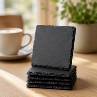 Ensemble de sous-verres en ardoise naturelle écologique et durable de 4 pouces, forme carrée classique, épais, taille personnalisable, pour la maison et les restaurants