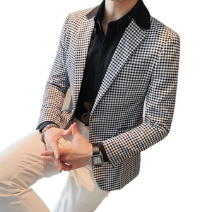 <span class=keywords><strong>Veste</strong></span> de <span class=keywords><strong>costume</strong></span> décontractée M-4XL pour hommes col britannique <span class=keywords><strong>costume</strong></span> d'affaires haut <span class=keywords><strong>veste</strong></span> à carreaux - Product Image 1