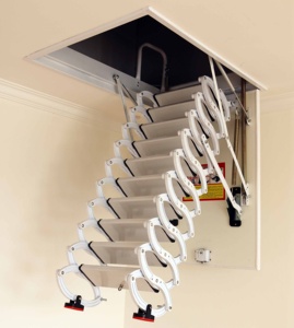 <span class=keywords><strong>Escalier</strong></span> de <span class=keywords><strong>grenier</strong></span> moderne pliable et durable <span class=keywords><strong>pour</strong></span> villa, <span class=keywords><strong>avec</strong></span> <span class=keywords><strong>trappe</strong></span> escamotable montée au plafond en alliage titane-magnésium - Product Image 3