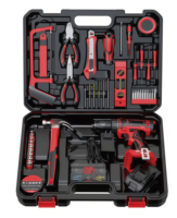 Ensemble d'outils électriques 55-98 pièces avec batterie FY-6019-22, perceuse sans fil, kit d'outils ménagers avec étui pour réparation à domicile et bricolage