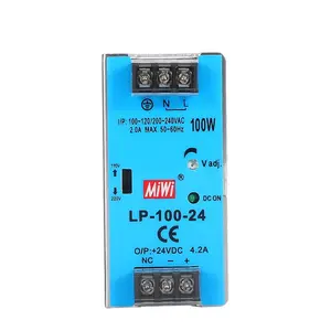 MiWi LP-100-24 100W 24V 4.2A发光二极管指示SMPS Din导轨开关电源24VDC
