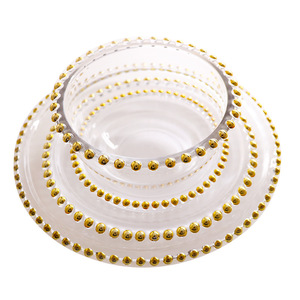 Vente en gros d'assiettes en verre perlé avec bordure dorée pour décoration <span class=keywords><strong>de</strong></span> <span class=keywords><strong>table</strong></span> <span class=keywords><strong>de</strong></span> mariage 7 8 9 10 11 12 assiettes <span class=keywords><strong>vaisselle</strong></span> - Product Image 2