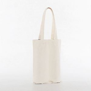 Factory <b>Tall</b> Long Canvas Grocery Bag Tote Canvas Foldable Reusable Bag White Cotton Canvas Bag with logo for Red Wine Bottle - Product Image 4