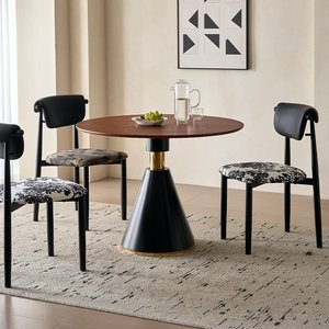 Mesa de Comedor Redonda de Madera Maciza Estilo Vintage para Hogar, Balcón, Apartamento Pequeño, Negociaciones Comerciales, Uso en Cafeterías - Product Image 4