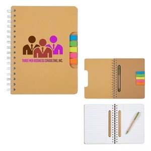 Personalizzato promozionale carta Kraft a spirale Notebook stampato con Logo Eco <span class=keywords><strong>note</strong></span> appiccicose e penna a sfera in Notebook per la promozione - Product Image 3