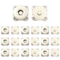 Lot de 10 paires de fermoirs magnétiques à coudre, à tige carrée en métal robuste, pour couture à la main, installation facile, 14 mm, logo en relief, réutilisables (Antique)