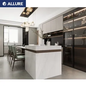 Allure Modern Style Smart Kitchen Cabinet Set Design Custom Made U Shape High Gloss Painting Lacquer Kitchen Cabinet