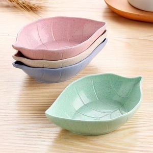 Nouvelles coupelles à sauce écologiques en gros, en <span class=keywords><strong>forme</strong></span> de feuilles, de fleurs et de cœurs, en paille de blé, petites coupelles et assiettes de service en plastique - Product Image 5
