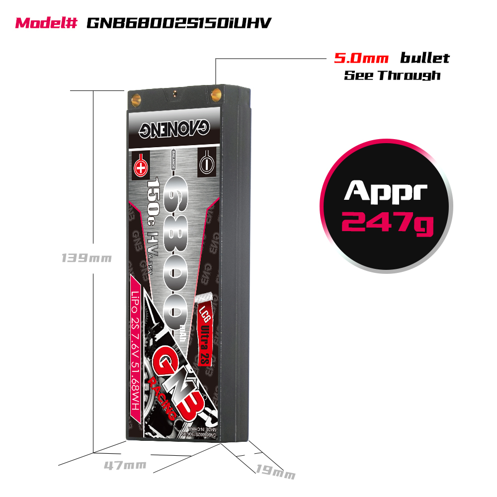 [���ܼ�] GNB68002S150iUHV [GNB] 7.6V 6800MAH HV 2S 150C ������ ��Ƭ ������ ���͸�