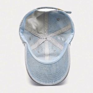 OEM Custom Plain Blank Worn Out Denim Baseball Cap,Unisex Distressed Denim Fabric Dad <b>Hat</b>,Luxury Gorras Washed Blue Jeans Cap - Product Image 6